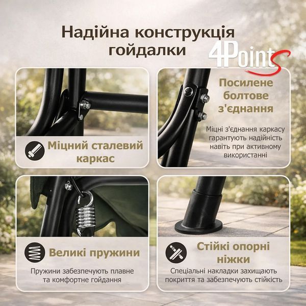 Садова гойдалка тримісна 180х110см, зелений 40241 фото