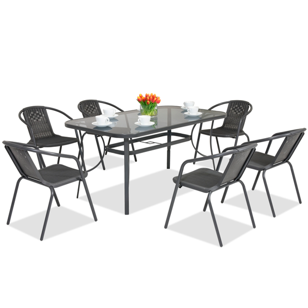 Комплект садовой мебели 4Points Ravello-6 с прямоугольным столом 140x80x70 см, Чёрный Ravello-6 фото